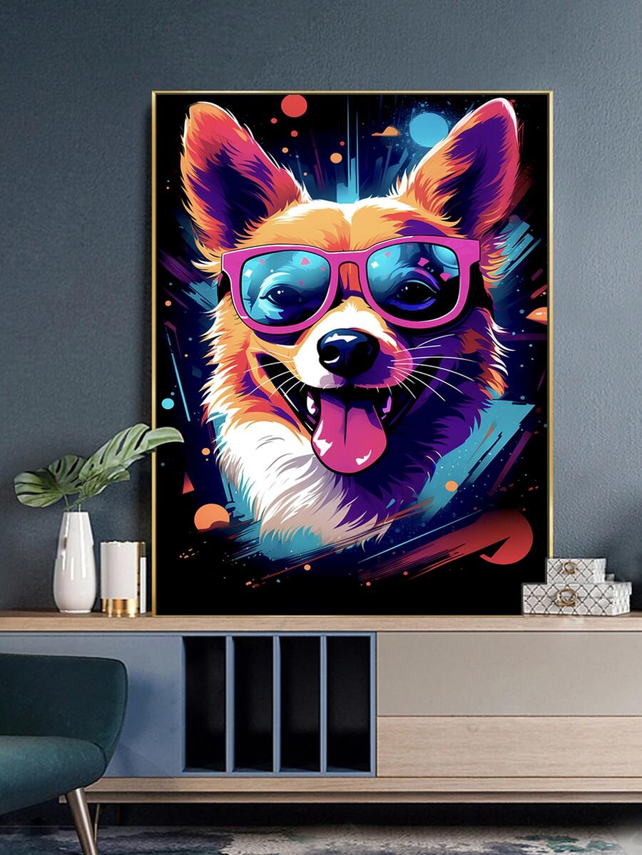 Dog Shaped Diamond Painting (30*40cm) Without Frame, Diy Canvas With Tools Included - Black - View 1