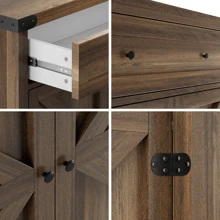 Flamaker Furmax Floor Storage Accent Cabinet Kitchen Sideboard Buffet Cabinet With Drawer And Adjustable Shelf Barn Door Storage Cabinet For Kitchen, Dining Room, Bathroom, Entryway - Brown - View 5