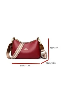 女時尚復古多口袋手提女包聚會郊遊購物單肩斜挎包新款時尚百搭 - 紅色 - 查看 6