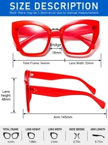 3 Pairs Oversized Cat Eye Glasses for Women Blue Light Blocking Eyeglasses Fashion Oprah Style P2309 black grey coffee - Đỏ - Xem 4