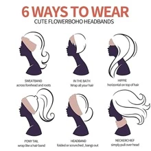 波西米亞風格頭帶,適用於瑜伽、運動、休閒穿著,吸汗、彈性帶頭飾,適用於女性 - 彩色 - 查看 4