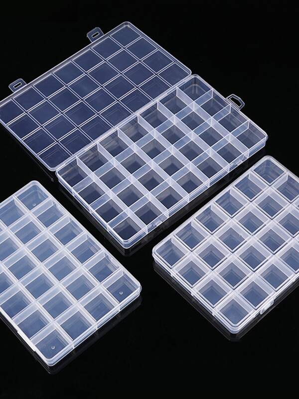 1 pc Transparent Plastic Storage Jewelry Box Container 10 15 24 28