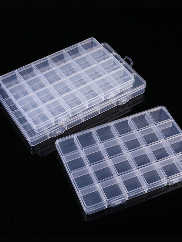 1 pc Transparent Plastic Storage Jewelry Box Container 10 15 24 28