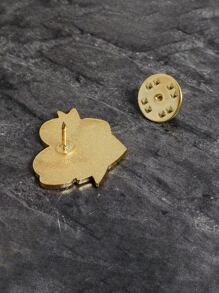 1入組心形別針DIY金屬質感胸章服裝裝飾用品配件適用於後背包,帽子,假日派對禮品,女孩們配件 - 粉色 - 查看 6