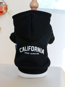 1pc Printed Hoodie Dog/Cat Clothes With Hoodie, English Alphabet Design, Pet Sweatshirt - Black - View 2