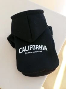 1pc Printed Hoodie Dog/Cat Clothes With Hoodie, English Alphabet Design, Pet Sweatshirt - Black - View 3