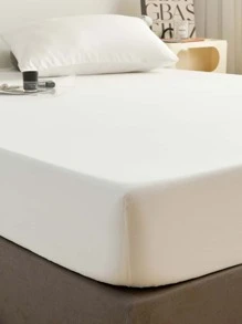 3pcs White Bedding Set, 1pc Elastic Fitted Sheet And 2pcs Pillowcases - White - View 6