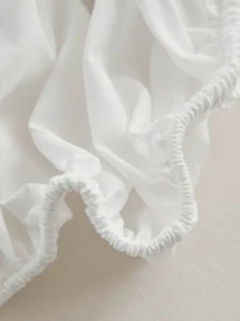 3pcs White Bedding Set, 1pc Elastic Fitted Sheet And 2pcs Pillowcases - White - View 5