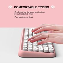 Wireless Bluetooth Keyboard Mini Portable 84-Key Keyboard Compatible With Android, Windows, PC, Tablet-Dark, Perfer For Home And Office Keyboards (Purple-Colorful) - 粉色 - 查看 8