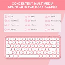 Wireless Bluetooth Keyboard Mini Portable 84-Key Keyboard Compatible With Android, Windows, PC, Tablet-Dark, Perfer For Home And Office Keyboards (Purple-Colorful) - 粉色 - 查看 6