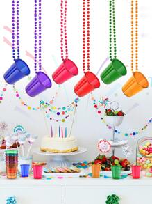 6pcs Colorful Necklace Plastic Cup For Bachelor Party, & Groom, Birthday, Wedding, Gathering Small Gift,Christmas - Multicolor - View 5