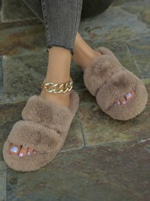 نعال نسائية مزدوجة الأشرطة وطراز هش وناعم ومريح للمنزل عام 2024، تصميم بسيط مع حزامين.