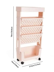 1 pieza Organizador rosado cuarto de baño con 5 con ruedas para fácil - Rosa Pálido - Ver 4
