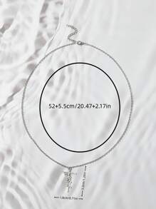 1 件不锈钢几何吊坠项链，抛光钛钢吊饰，简约复古风格 - 銀色 - 查看 3