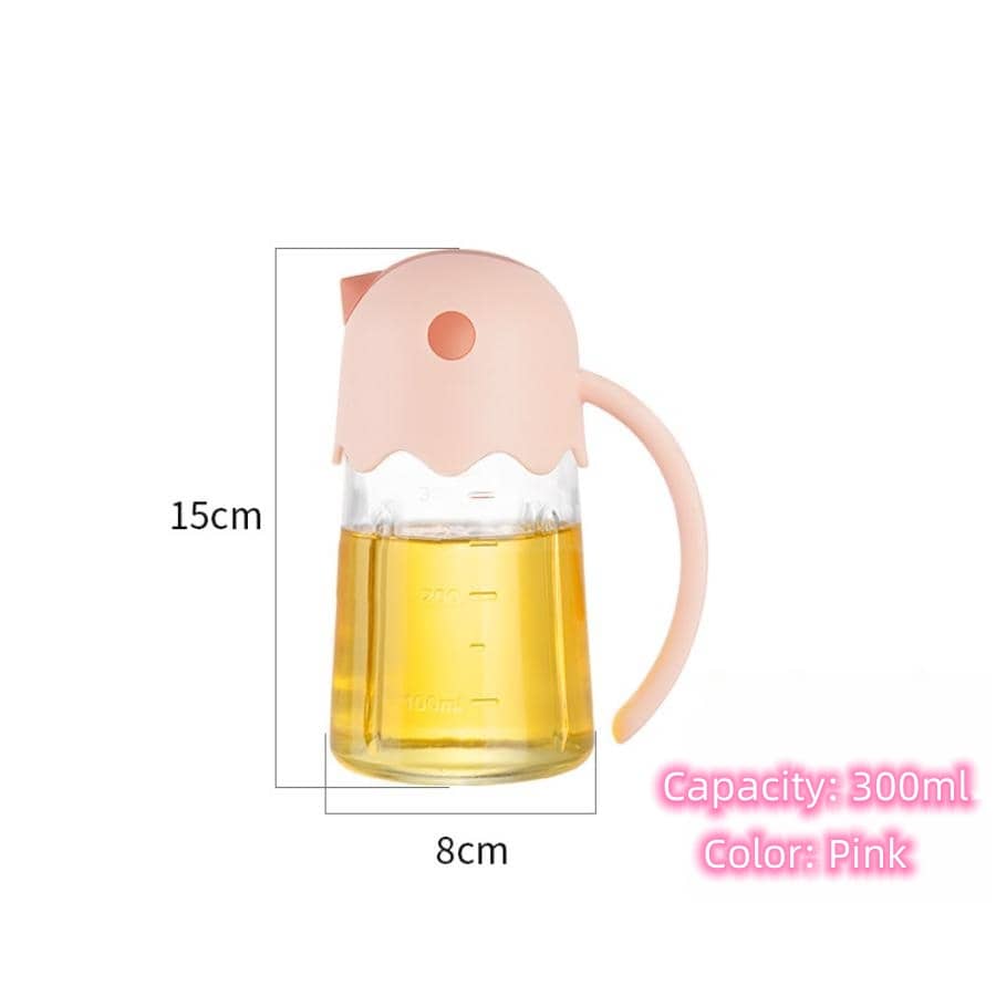 Automatic Opening And Closing Leakproof Kitchen Glass Oil Pot Pink - Pink - View 1