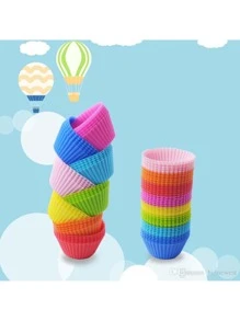 12 Piezas Capacillos Silicona Molde De Silicón Cupcake En Forma De Capacillo Redondo Reutilizable Repostería Cocina Silicona Mantecada Magdalena - Multicolor - Ver 2