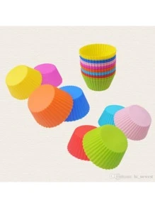 12 Piezas Capacillos Silicona Molde De Silicón Cupcake En Forma De Capacillo Redondo Reutilizable Repostería Cocina Silicona Mantecada Magdalena - Multicolor - Ver 1