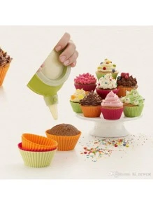 12 Piezas Capacillos Silicona Molde De Silicón Cupcake En Forma De Capacillo Redondo Reutilizable Repostería Cocina Silicona Mantecada Magdalena - Multicolor - Ver 3