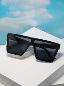 1pc Unisex Square Integrated Plastic Fashion Sunglasses Black Shades For Outdoor Activities Street Sunglasses Beach Sun Glasses Beach Accessories For Women Sun Glasses Sunglasses Shades Basics And Suit For Sweater Jeans Sweatpants Hoodie Jackets Dress And Long Sleeve Shirt Fashionable Shade Elegant Outfit Family Outings Travel Vacation Holiday For Summer Beach Vacation,Outdoor,Travel - 黑色 - 查看 2