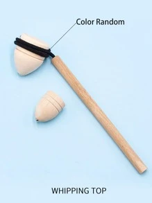 1入組木頭陀螺帶鞭子