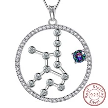 1件处女座星座个性化时尚锆石装饰项链，搭配925纯银锁骨链，适合日常佩戴，生日/约会/情人节送给女友的礼物，珠宝首饰