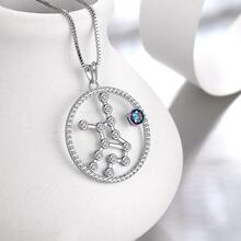 1件处女座星座个性化时尚锆石装饰项链，搭配925纯银锁骨链，适合日常佩戴，生日/约会/情人节送给女友的礼物，珠宝首饰