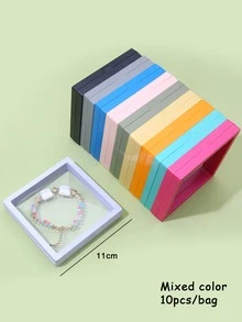 10入組彩色懸浮透明 Pe 首飾包裝盒，展示和存放時防止氧化並保護耳環、戒指、項鍊、手鍊和其他配飾 - 彩色 - 查看 4