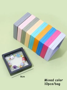 10入組彩色懸浮透明 Pe 首飾包裝盒，展示和存放時防止氧化並保護耳環、戒指、項鍊、手鍊和其他配飾 - 彩色 - 查看 3