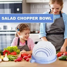 1pc Multifunctional Salad Cutter Vegetable Fruit Carrot Slicer Divider Cutting Tool With Non-Slip Handheld Bowl