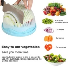 1pc Multifunctional Salad Cutter Vegetable Fruit Carrot Slicer Divider Cutting Tool With Non-Slip Handheld Bowl