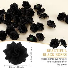 20pcs Black Artificial Roses - Black - View 2
