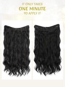 nimoki Invisible Wire Hair Extensions 20 Inch Secret Synthetic Hairpieces With Transparent Wire Adjustable Size 2 Secure Clips Light Long Wavy Curly  Hair Extensions For Women(Black) - Black - View 4