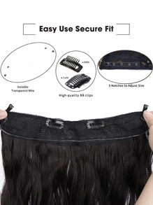 nimoki Invisible Wire Hair Extensions 20 Inch Secret Synthetic Hairpieces With Transparent Wire Adjustable Size 2 Secure Clips Light Long Wavy Curly  Hair Extensions For Women(Black) - Black - View 2