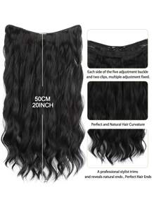 nimoki Invisible Wire Hair Extensions 20 Inch Secret Synthetic Hairpieces With Transparent Wire Adjustable Size 2 Secure Clips Light Long Wavy Curly  Hair Extensions For Women(Black) - Black - View 3