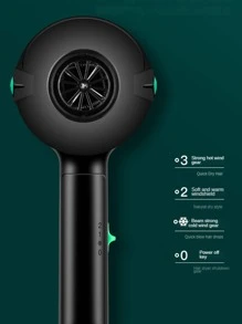 1PC 1050W 3-Speed Adjustable 10,000rpm Professional Black & Green Polka Dot Hair Dryer With Strong Wind And Constant Temperature - Black - View 7