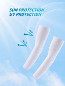 Mangas de protección solar anti-UV 1 par de unicolor en poliéster para protección de brazos contra el sol - Blanco - Ver 2