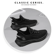Zapatos De Tenis Antideslizantes Elásticos Para Mujer,Tenis de mujer, Negro Zapatos casuales de mujer, calzado informal,Zapatos Deportivos Casuales Para Mujer Con Malla Transpirable Elegante En La Parte Superior Y Suela Suave Para Correr Simples y Versátiles - Negro - Ver 8