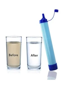 Portable Outdoor Water Filter For Hiking, Camping And Emergency, Multifunctional Straw, Direct Drinking Water Purifier Tool - Blue - View 1