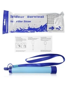 Portable Outdoor Water Filter For Hiking, Camping And Emergency, Multifunctional Straw, Direct Drinking Water Purifier Tool - Blue - View 8
