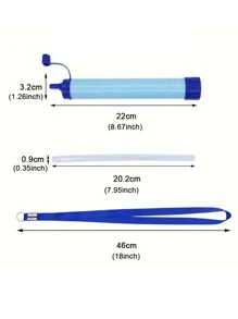 Portable Outdoor Water Filter For Hiking, Camping And Emergency, Multifunctional Straw, Direct Drinking Water Purifier Tool - Blue - View 3