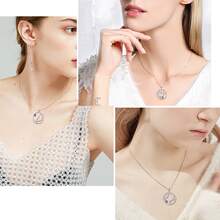 1件处女座星座个性化时尚锆石装饰项链，搭配925纯银锁骨链，适合日常佩戴，生日/约会/情人节送给女友的礼物，珠宝首饰