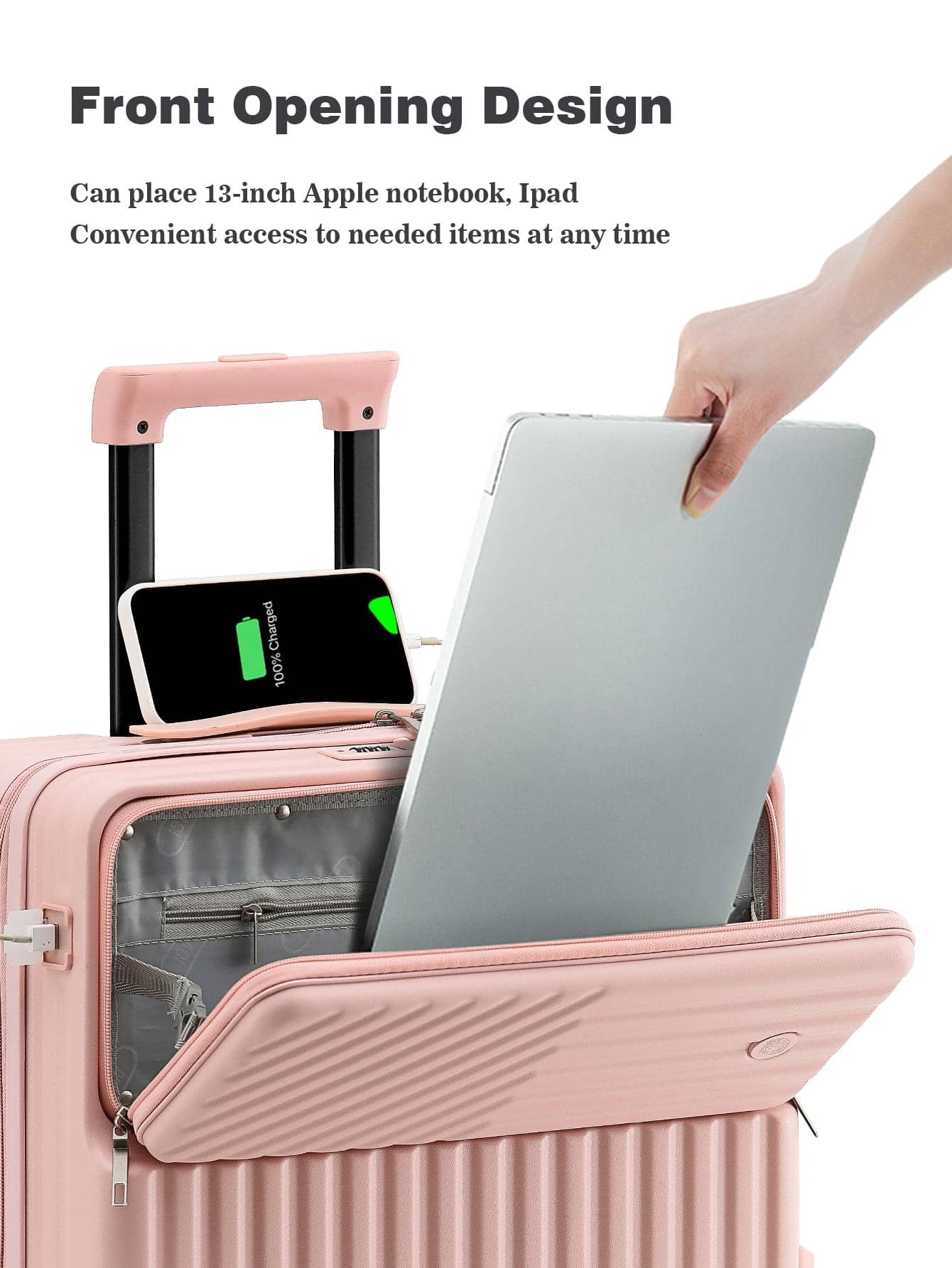 Travel MultiPurpose Luggage, 360° Swivel Wheels With USB Port, 20 Inch