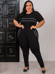 Plus Size Co-Ords - 黑色 - 查看 1