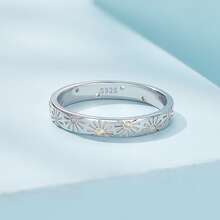 WOSTU 1入組925純銀圓環帶海浪&樹葉設計,季節系列,精細的首飾類,女性生日禮物 - 銀色 - 查看 9