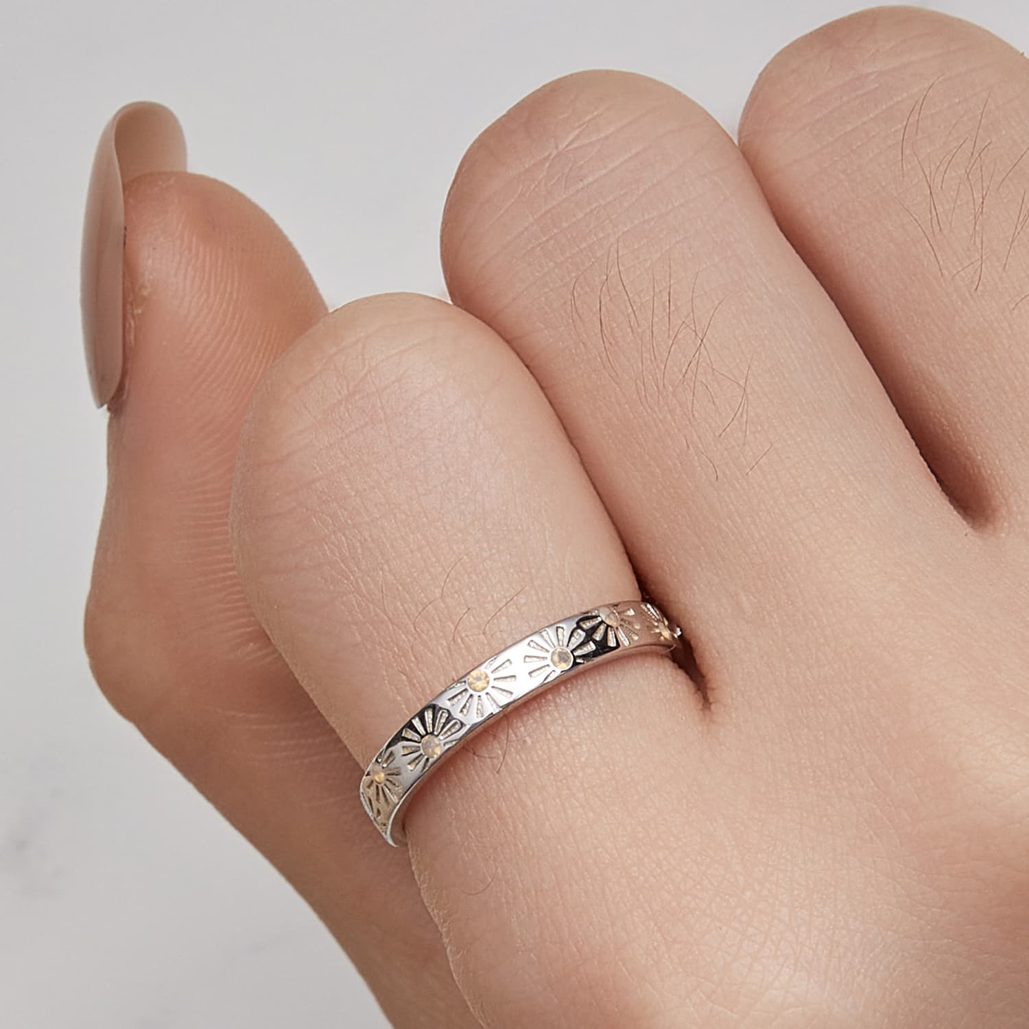 WOSTU 1入組925純銀圓環帶海浪&樹葉設計,季節系列,精細的首飾類,女性生日禮物 - 銀色 - 查看 1