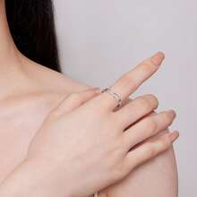 WOSTU 1入組925純銀圓環帶海浪&樹葉設計,季節系列,精細的首飾類,女性生日禮物 - 銀色 - 查看 4