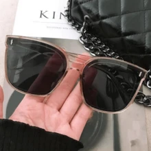 Retro Oversized Square Polarized Sunglasses For Men Women - Champagne - View 5