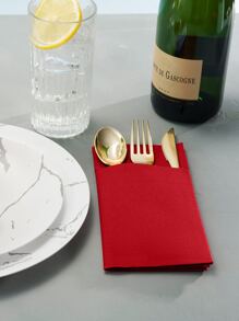 2pcs Disposable Linen Feel Table Napkins With Built-in Flatware Pouch, Pre-folded Like Paper Napkins, Ideal For Dinner, Wedding Or Party - Red - View 4