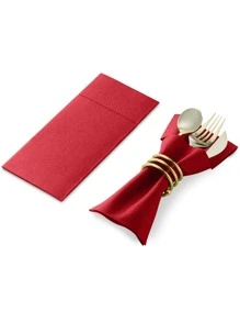 2pcs Disposable Linen Feel Table Napkins With Built-in Flatware Pouch, Pre-folded Like Paper Napkins, Ideal For Dinner, Wedding Or Party - Red - View 6