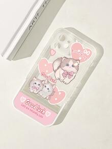 con estampado de gato de dibujos animados Funda de celular transparente con invisible Soporte - Multicolor - Ver 2
